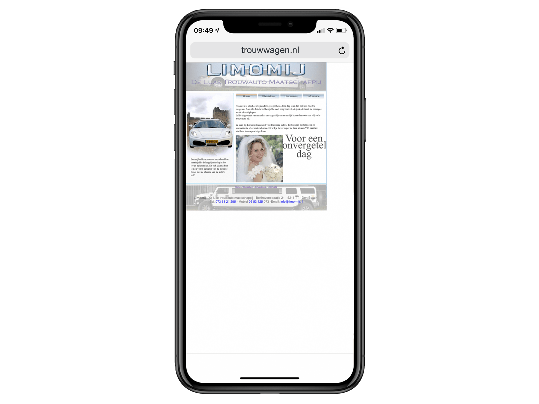 limomij trouwwagen trouwauto oude website vergelijk mobiel makeover